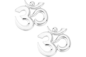 SUPERFINDINGS 2 stücke 59x62x4mm Aum Om Symbol Auto Aufkleber Zinklegierung Auto Aufkleber Platin Selbstklebende Abzeichen Aufkleber 3D Aufkleber Für Auto Fahrrad