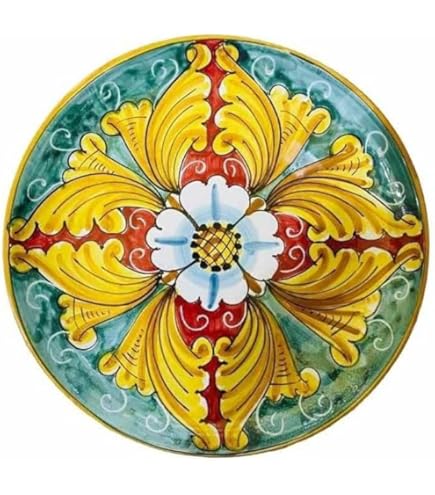 Piatto In Ceramica Siciliana Dipinto A Mano | Maiolica Su Sfondo Blu - Diametro 20cm - Foto 6