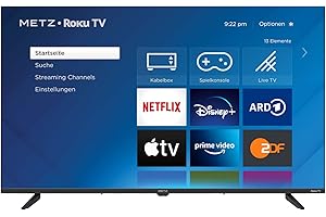 ‎METZ METZ Blue Roku TV, HD Smart TV, 32 Zoll, 80 cm, Fernseher mit Triple Tuner, WLAN, LAN, HDMI, USB, 32MTD3011Z, schwarz