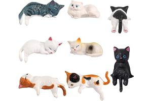 Gyism Set med 8 stycken minikattfigurer, söt kattdekoration för skrivbord, bil och kontor, miniatyr katter dekorationsfigurer