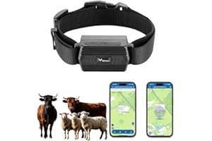 TKMARS 4G GPS mit Halsband, geeignet für Hunde/Schaf GPS-Tracker wasserdicht IP66 Wiedergabe historischer Pfad Echtzeit APP ohne ABO Großtiere Finder