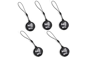 BOXOB 5 Etiquetas NFC Programables en Blanco, Llavero Ntag 215 Impermeable Compatible con Todos Los Teléfonos y Dispositivos con NFC