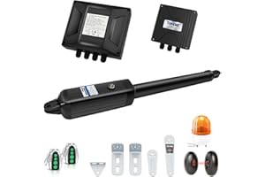 TOPENS A8131 Single Swing Gate Opener Heavy Duty Automatic Gate Motor for Single Swing Gates Up to 5.5m, Electric Driveway Gate Operator AC Powered with Remote Control, Beacon and Photo Sensor