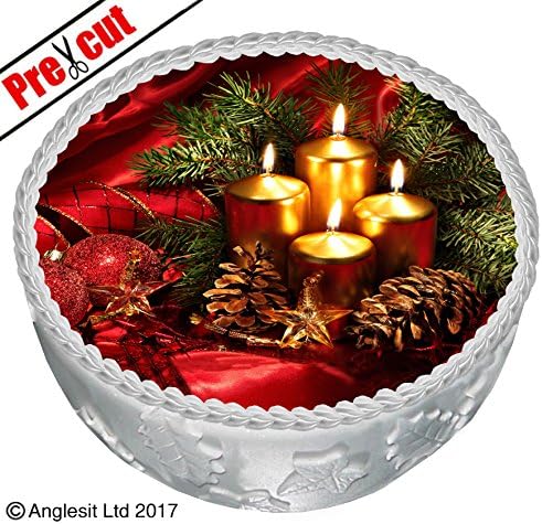 PRE-CUT CHRISTMAS DECORATIONS CAKE C VIII. TOPPER 7" / 18CM EDIBLE RICE/WAFER PAPER DESSERT BIRTHDAY WINTER PARTY HOLIDAY DECORATIONS