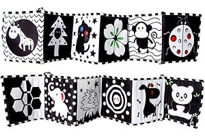 BAKERMICHE Baby Spiegel Spielzeug 2-in-1 Krippen- und Bodenspiegel Baby Stoffbücher mit Schwarz Weiß Kontrastmuster Baby Spiegel Aktivität Montessori Neugeborenenspielzeug Säuglingsentwicklungsspielzeug Geschenk