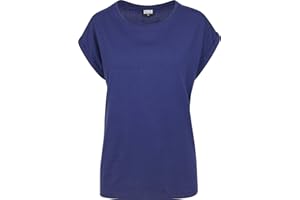 URBAN CLASSICS t-shirt da Donna con Manica Arrotolata, Maglietta a Maniche Corte da Donna in Cotone, Tee Shirt con Scollo Rotondo e Spalle Arrotondate