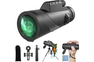 Severnier monoculaire 12x50, Télescope Monoculaire, avec Prisme BAK4 et FMC, avec Support pour Smartphone et Trépied de Mise à Niveau, pour la Camping, Chasse,compétitions Sportives (Noir Pro)