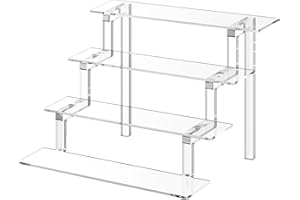 Janaden 4 Tiered Acrylic Display Shelf Clear Acrylic Riser Display Stand Perfume Organiser Display Rack, Cupcake Dessert Stands Action Figures Shelf, Acrylic Risers for Display, Plastic Display Stands