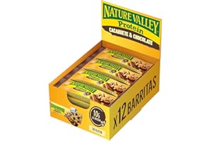 Nature Valley Protein, Barritas de Cacahuete y Chocolate con 10g de Proteína, Sin Gluten, Apto para Vegetarianos, 12x40g