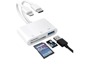 Oliveria Lector Tarjetas SD iPhone, 3 en 1 Adaptador Tarjeta SD iPhone, Lightning to SD Card Reader, Lightning SD Card Reader, Adaptador Camara iPhone, Lector de Tarjetas SD para iPhone