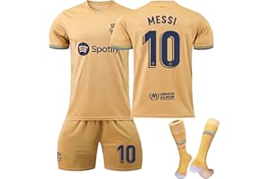 AZISEN Barcelone Maillot de Football FCB Ensemble Adultes et Enfant, 23/24 FC Barca Soccer Jersey Maillots de Sport Activewear T-Shirt et Short avec Chaussette Maillots de Joueur de Football Garçon