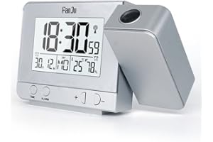 FanJu FJ3531S Projektionswecker mit Temperatur und Zeit-Projektion/USB-Anschluss/Innentemperatur und Luftfeuchtigkeit/DCF automatische Zeitanpassung/Kalender
