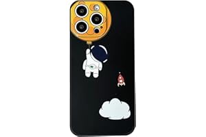 Yonds Queen Bonita funda para iPhone 12 Pro Max, diseño de astronauta de dibujos animados luna y planeta de parachoques de goma protectora a prueba de golpes (luna negra, iPhone 12 Pro Max)
