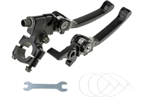 Haishine 1 Paire Levier Frein Embrayage Moto pour Guidon 22 mm 7/8" pour 110cc 125cc 140cc TTR 125cc SSR Pit Dirt Bike Moto (Noir)