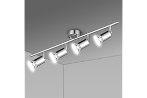 URAQT Lampara Techo Focos, 4 Bases Giratoria y Orientable de GU10, Plafones de Techo GU10 Plafón Foco de techo Moderno Aplique Pared Interior Giratorios, Sin Bombilla, para Cocina, Salón, Dormitorio