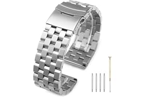 Kai Tian Czarny srebrny super inżynierski pasek do zegarka 316L szczotkowane wykończenie solidny pasek do zegarka ze stali nierdzewnej 20 mm 22 mm 24 mm z podwójnym zapięciem dla nurka dla mężczyzn i