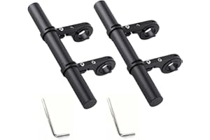 VZU Lot de 2 extensions de guidon de vélo en alliage d'aluminium - Accessoires de guidon de vélo - 20 cm - Avec tournevis - Pour VTT, téléphone portable, lampe de poche