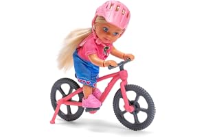 Simba Evi Love Mountain Bike – Docka med cykel och hjälm, sportigt lekset med tillbehör, utomhusäventyr för barn, dockstorlek 12 cm, från 3 år
