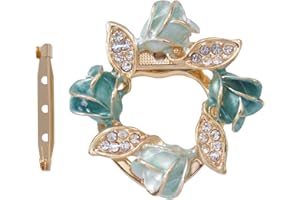 Merdia Women's Beautiful Flower Scarf Clip Brooch Buckle Ring With Created Crystal - Blue, Crystal, Crystal