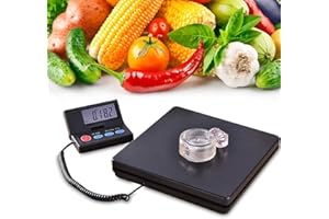 WOQLIBE Pèse-colis 50 kg/1 g, robuste, plate-forme, pèse-lettres, pèse-lettres, pèse-lettres avec écran LCD externe pliable, câble d'alimentation ou piles