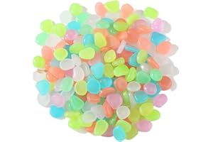 KLAHH 300 Pcs Glowing Pebble Stones Glow in The Dark Pebbles Colorful Luminous Cobblestones Fluorescent Stones for Fish Tank Home Patio and Garden