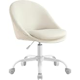 SONGMICS Home Office Chair, Height Adjustable, Padded with Foam | LENNA Collection OBG020WD01 Velvet Swivel Chair for Study B