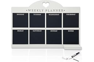 EMPIRE TRADING & COMMERCE Empire Weekly Planner and Menu Board for Kitchen, Work Planner Blackboard, Wall Mounted Daily Planner with a Pen, To Do List, Dry Erase Meal Planner with White Cloth for Office & Home (Large, White)