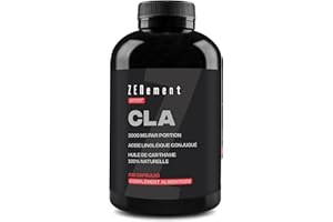 CLA Acide Linoléique Conjugué 3000 mg par dose – 200 capsules molles à absorption rapide issues d’huile de Carthame 80 % (2 mois) – Complément Sportif – Haute Concentration – Zenement