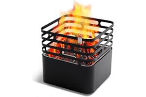 höfats - Hoguera Cube - fogata, Barbacoa, Banco para Sentarse y Mesa - para el jardín y terraza - Acero Inoxidable - Negro