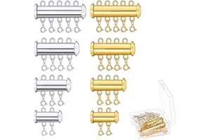 Ritte 8 Piezas Hebras Múltiples, Conector de Collar, 4 Tamaños Extensores de Cadena de Collar de Hebras de Múltiples con Caja de Almacenamiento para Hacer Joyas de Bricolaje (Oro y Plata)