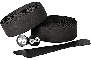 URBAN ZWEIRAD Cinta para manillar de bicicletas - negro - con franja autoadhesiva al dorso, bandas adicionales y tapas laterales para una óptima fijación (negro)