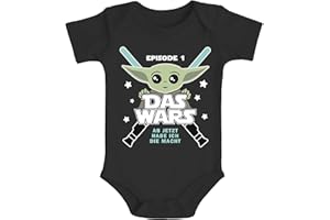 MoonWorks® Body para bebé con texto en alemán divertido Episodio 1 Das Wars Jetzt Habe ich die Macht Yoda Parodia para niños y niñas, Negro , 3-6 Meses