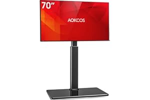 AOKCOS Soporte TV Pie Suelo para 32-55 65 70 Pulgadas, Inclinable Giratorio Altura Ajustable, Universal máx VESA 400x400mm 40kg