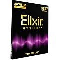 Elixir Strings Attune Phosphore Bronze pour guitare acoustique. Un son net et précis, avec une longévité sonore inégalée et un toucher naturel - Jeu de 6 cordes, Extra Light 10-47