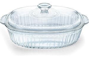 Luvan 2.8L/3Qt Large Glass Casserole Dishes with Lids for Oven Microwave and Freezer Deep Lasagne Dish with Handle Non Stick Borosilicate Glass Baking Tray for Serving Cooking