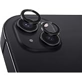 Babilden iPhone 15/15 Plus İle Uyumlu Kamera Lens Koruyucu Al&uuml;minyum Alaşım &Ccedil;er&ccedil;eveli Telefon Lensi Temperli Cam Koruma (Siya