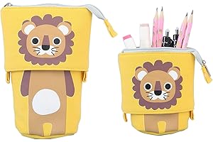 WOOXDYUK Der Löwe Federmäppchen Reißverschluss,2-in-1 Schlampermäppchen und Stifteköcher,Teleskopisch Mäppchen,Teleskopisch Mäppchen,Stifteköcher für Teenager