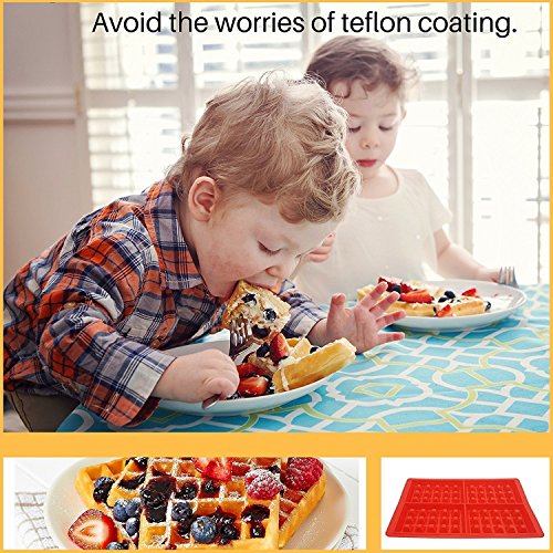 Waffelform 2er Set – Herz und Belgische Rechteckige Waffel-Form Aluminiumguss Silikon Waffel Kuchen/Mini Backblech Formen – Set Von 2 - 2