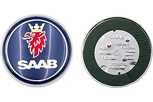 FTC 1 pieza para Saab 9-3 9-5 93 95 2003-2009 emblema del capó delantero del coche, 3 pines (azul), 68 mm