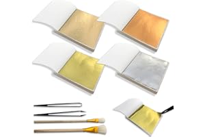 SHUIYUE Feuille D'Or Imitation, 200 Feuilles Feuille D'Or Feuille D'Or, Pour L'Artisanat De Bronzage,La DéCoration De Meubles,Les œUvres D'Art,La Peinture à La Feuille D'Or, La Dorure(4 Couleurs)
