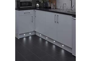 Biard 6 x Round LED Plinth Light Recessed Kitchen Decking Kit 30mm Waterproof Cool White