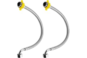 TEASTEAM 40cm Flexible Pipe British Standard 1/2”(90°) x 1/2” BSP Fitting, Stainless Steel Braided Flexible Hose Pipe for Water Heater Pipes Bathroom Kitchen Toilet Taps (2 Pack)