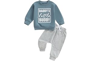 Loalirando Ensemble de Vêtement Enfant Bébé Garçon de 2 Pièces Sweat-Shirt à Manches Longues + Pantalon Taille Elastique (0-3 ans)