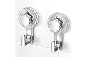 ATEWEITA Ganci per Asciugamani Senza Fori, Ventose Extra Resistente (62mm) Riutilizzabili per Bagno, Cucina, Campeggio & Auto – Ideale Decorazioni Natalizie (Clear+Silver, 11.2 * 6.2 * 4.3cm*2)