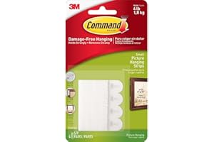 Command 3M Small Picture Hanging Strips 4 pairs (Wall Hooks for 1.8kg photoframes)