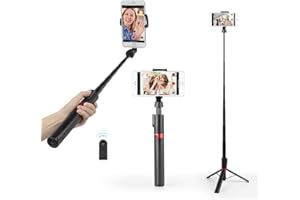 SMALLRIG Trípode Selfie Stick portátil de 51"/130cm con Bluetooth Control remoto y soporte estable para Smartphone ST20, ajustable de 11,81" a 51,18", trípode ligero para teléfonos móviles - 3375