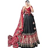 Supreetha Women Black Printed Lehenga Choli Set with Dupatta | Flared Ethnic Wear for Wedding, Party & Festival Occasions | S