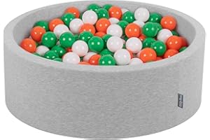 KiddyMoon Piscina De Bolas 90X30cm/200 Bolas 7Cm para Niños Hecha En La UE, Irlanda: Verde/Blanco/Naranja
