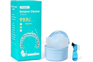‎Y-KELIN Y-Kelin Das Reinigungsset für kieferorthopädische Retainer enthält 120 Tabletten (Vorrat für 4 Monate) und eine Box – geeignet für Retainer, Mundschutz, Zahnersatz, entfernt Plaque und Zahnstein