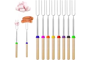 FYZSJWL 8 Stück Grillspieße Teleskop Marshmallow,Lagerfeuerspieße Hot Dog Gabel,Lagerfeuer Camping Sticks,Sticks Schaschlikspieße,für Lagerfeuer Barbecue Camping Grillparty (31-81cm)